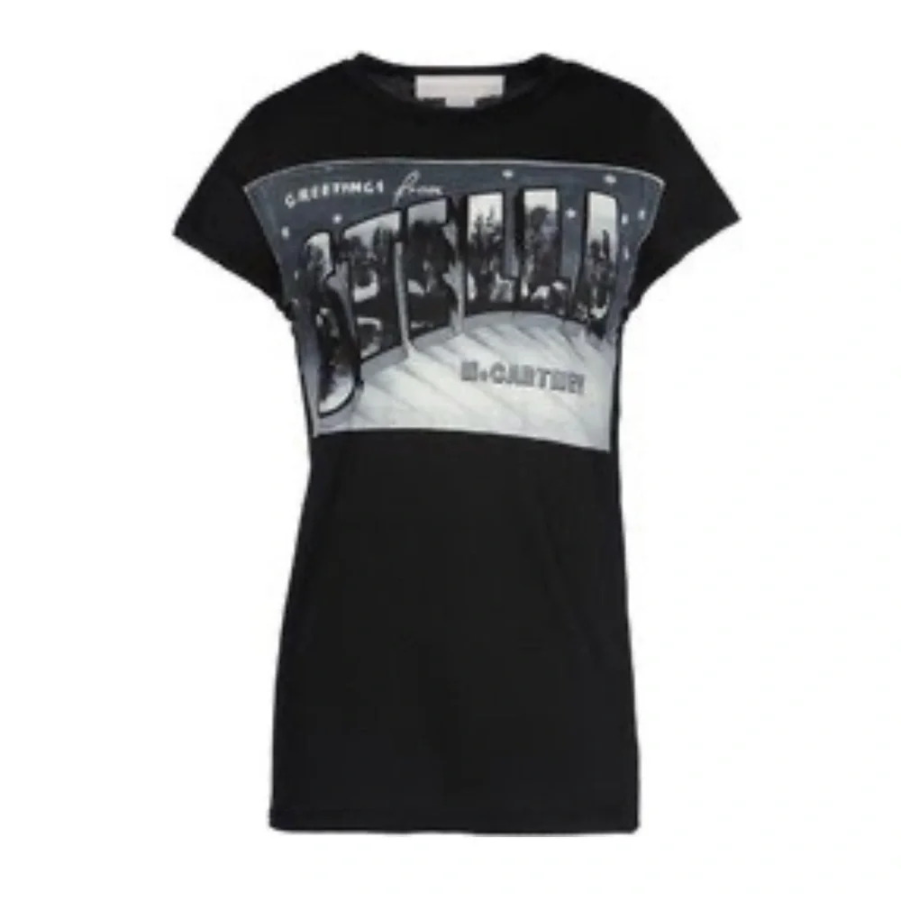 NWOT COTTON SILK Stella McCartney Greetings black tee grunge T-shirt 44 8 10 M - Picture 10 of 10